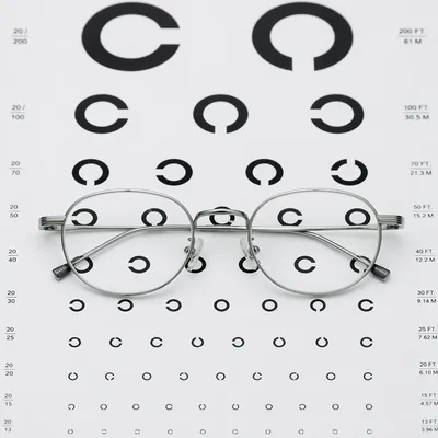 Optometry Vision Chart With Eyeglasses Closeup