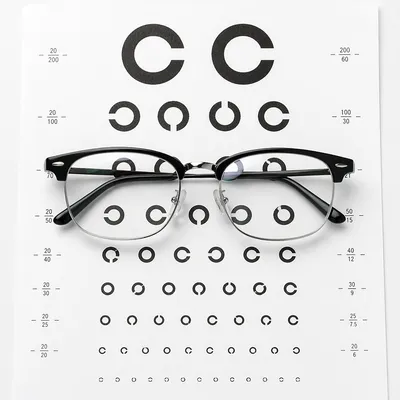Eyeglasses on Optometry Vision Chart