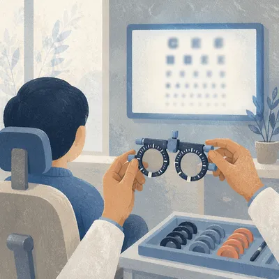 Calm Optometry Exam With Vision Chart