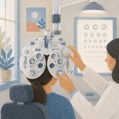 Calm Optometry Exam With Vision Chart