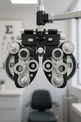 Optometry Phoropter in Calm Clinical Room