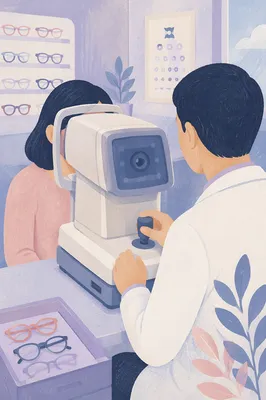 Modern Optometry Eye Exam in Clinic