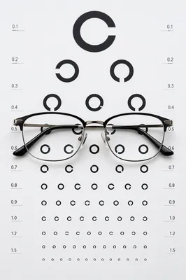 Eyeglasses Resting on Vision Test Chart