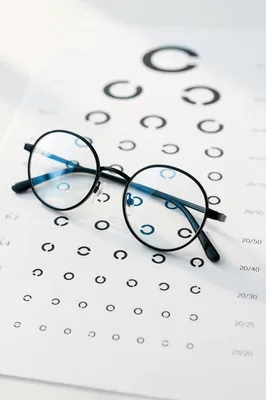 Eyeglasses on Vision Chart Close-Up