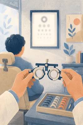 Calm Optometry Exam With Vision Chart