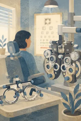 Calm Optometry Exam With Vision Chart