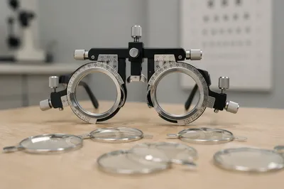 Optometry Trial Frame on Examination Table