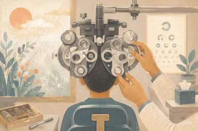 Calm Optometry Exam With Vision Chart