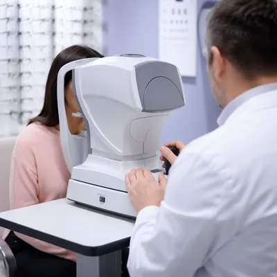 Modern Optometry Eye Exam in Clinic