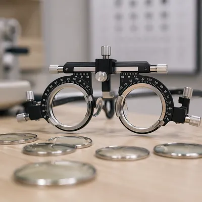 Optometry Trial Frame on Clinic Table