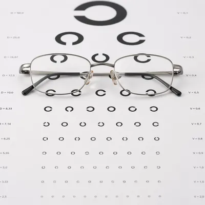 Optometry Vision Chart with Centered Eyeglasses