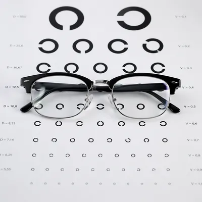 Eyeglasses on Optometry Vision Chart