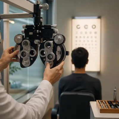 Calm Optometry Exam With Vision Chart