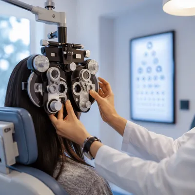 Modern Optometry Exam with Vision Chart