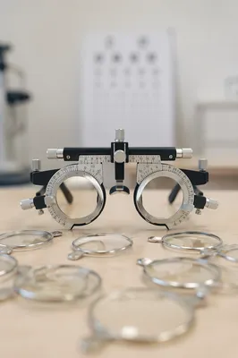 Optometry Trial Frame on Clinic Table
