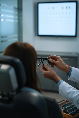 Calm Optometry Exam with Vision Chart