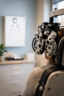 Modern Optometry Exam with Vision Chart