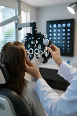 Modern Optometry Exam with Vision Chart