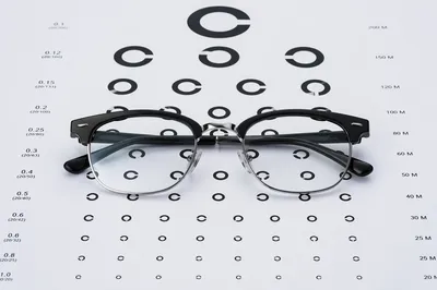Eyeglasses Resting on Vision Test Chart