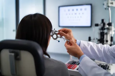 Calm Optometry Exam with Vision Chart