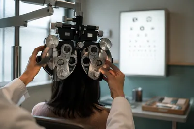 Calm Optometry Exam With Vision Chart