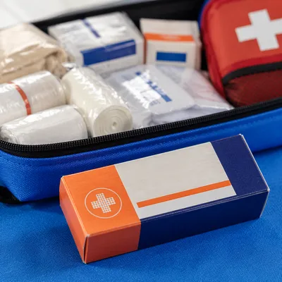 Open First Aid Kit Emergency Supplies