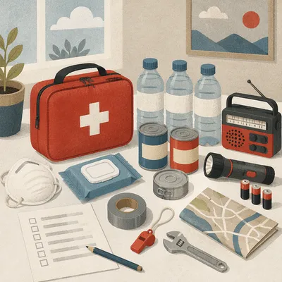 Organized Emergency First Aid Kit Flat Lay