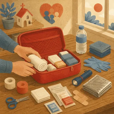 Red First Aid Kit Prepared for Service