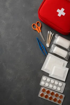 Emergency First Aid Supplies Flat Lay