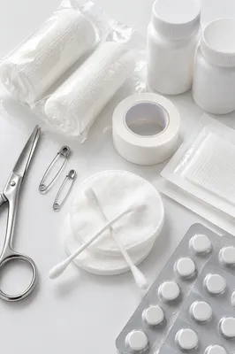 Clean First Aid Emergency Supplies Flat Lay
