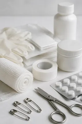 Clean First Aid Emergency Supplies Flat Lay