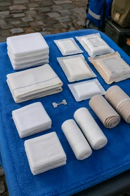 Outdoor First Aid Supplies on Blue Blanket
