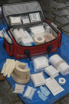 Open First Aid Kit Emergency Supplies