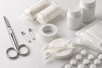 Clean First Aid Emergency Supplies Flat Lay