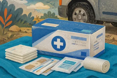Roadside First Aid Emergency Supplies Close-Up