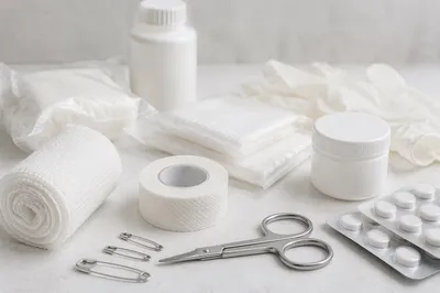 Clean First Aid Emergency Supplies Arrangement