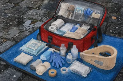 Open First Aid Kit Emergency Supplies