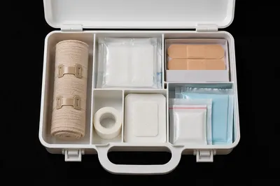 Open First Aid Kit Emergency Supplies