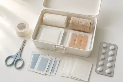 Organized First Aid Emergency Supplies Flat Lay