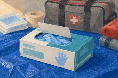 Disposable Gloves With Emergency First Aid Supplies