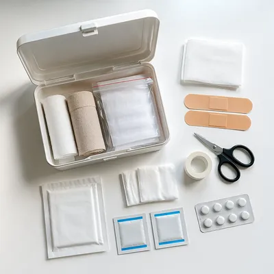Organized First Aid Emergency Supplies Flat Lay