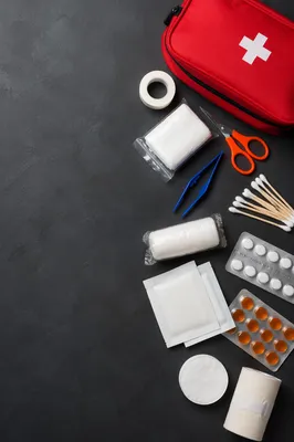 Emergency First Aid Supplies Flat Lay