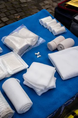 Outdoor First Aid Supplies on Blue Blanket