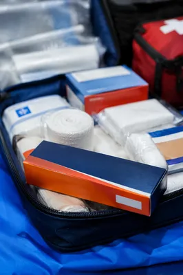 Open First Aid Kit Emergency Supplies