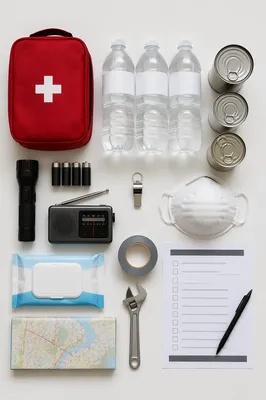 Organized First Aid Emergency Supplies Flat Lay