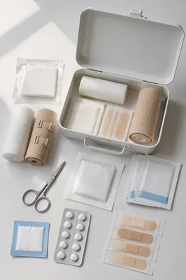 Open First Aid Kit Emergency Supplies