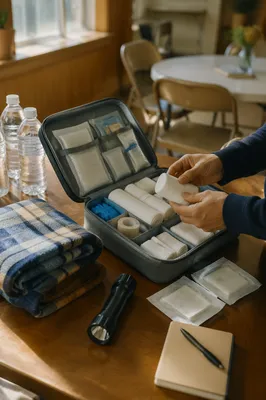 Emergency First Aid Supplies on Fellowship Table