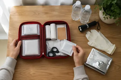 Open First Aid Kit Emergency Supplies