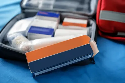 Open First Aid Kit Emergency Supplies