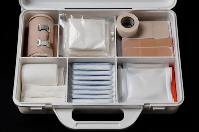 Open First Aid Kit Emergency Supplies